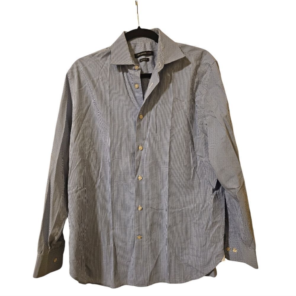 JOHN VARVATOS Regular Fit Checkered Plaid Dress Shirt - Size 15 1/2
